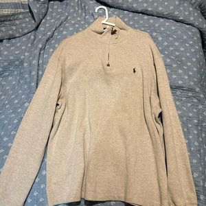 Ralph Lauren 1/4 Zip Beige Sweater Sz XL Pullover Like New. Smoke free.